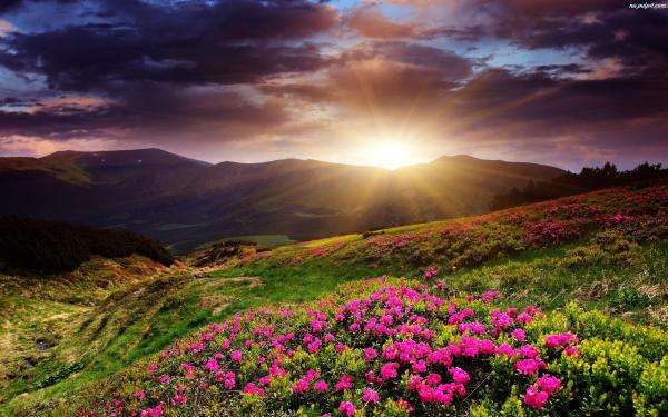 Sunset in the mountains jigsaw puzzle