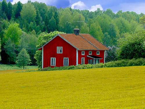 Casa rossa in legno puzzle online