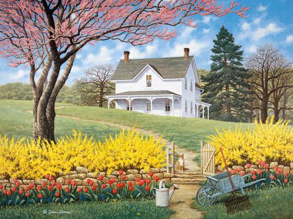 Casa bianca in primavera puzzle online