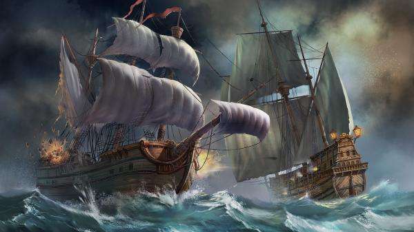 bitwa morska dwa koraby puzzle online