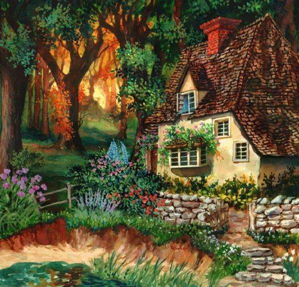 mały domek w lesie puzzle online