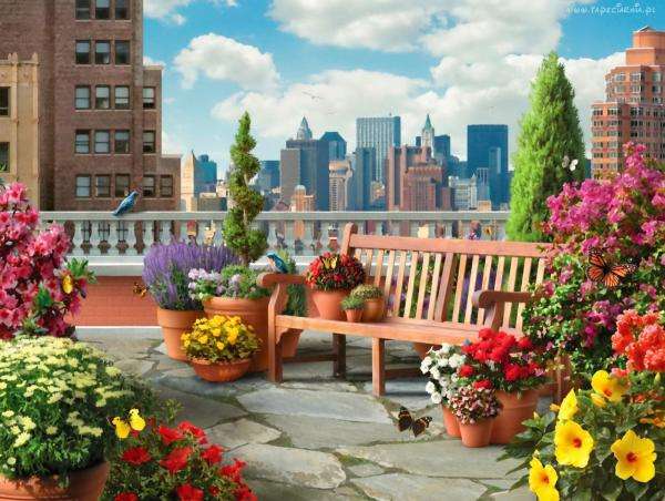 taras,panorama,kwiaty,fotel puzzle online
