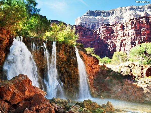 skały,wodospad,kolory wody puzzle online