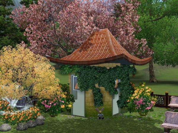 drzewa,pagoda,trawnik puzzle online