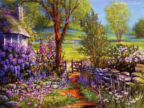 dom,kwiaty,ogród,ścieżka puzzle