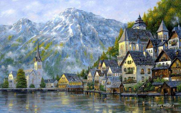 miasteczko pod górami,jezioro puzzle online