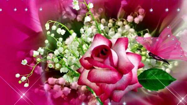 róza konwalie piękny bukiet puzzle online