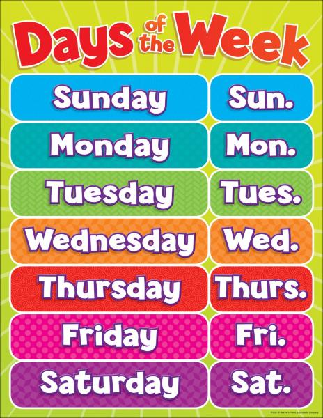 Days of the week puzzle online