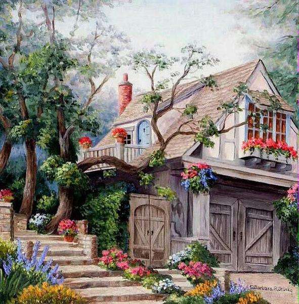 Dom i ogród jak malowane puzzle online