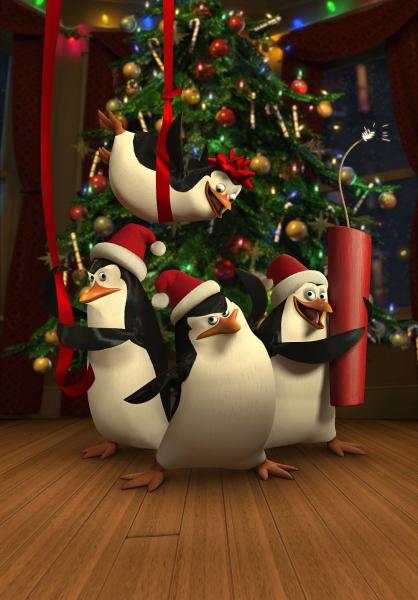 Pingwiny z madagaskaru święta puzzle online
