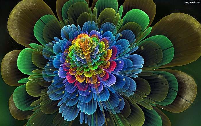 Kolorowy kwiat - abstrakcja puzzle online