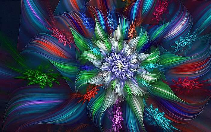 Kwiaty, abstrakcja, grafika puzzle online