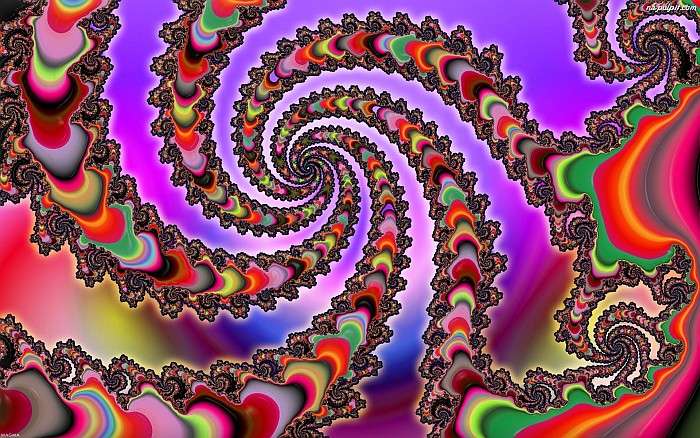 Fraktale, kolorowe spirale puzzle online
