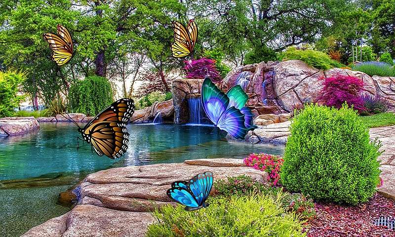 Skalny ogród z motylami puzzle online