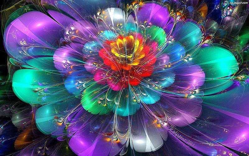 grafika kolorowy kwiat puzzle online