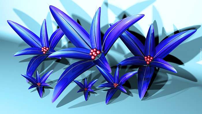 Graficzne niebieskie kwiaty puzzle
