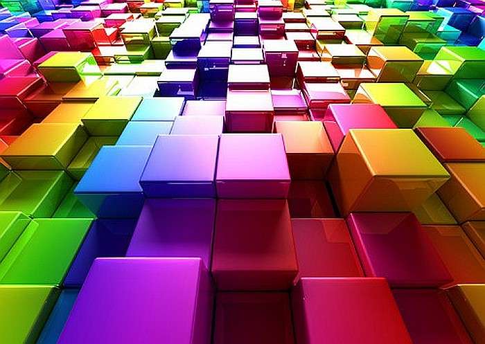 Kolorowe przestrzenne sześcian puzzle online