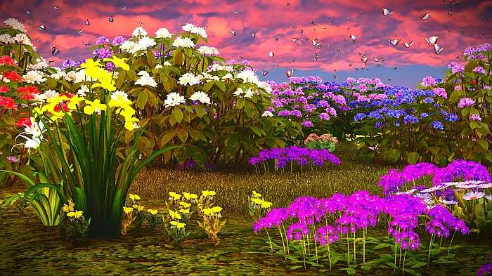 Ogródek pełen kwiatów puzzle online