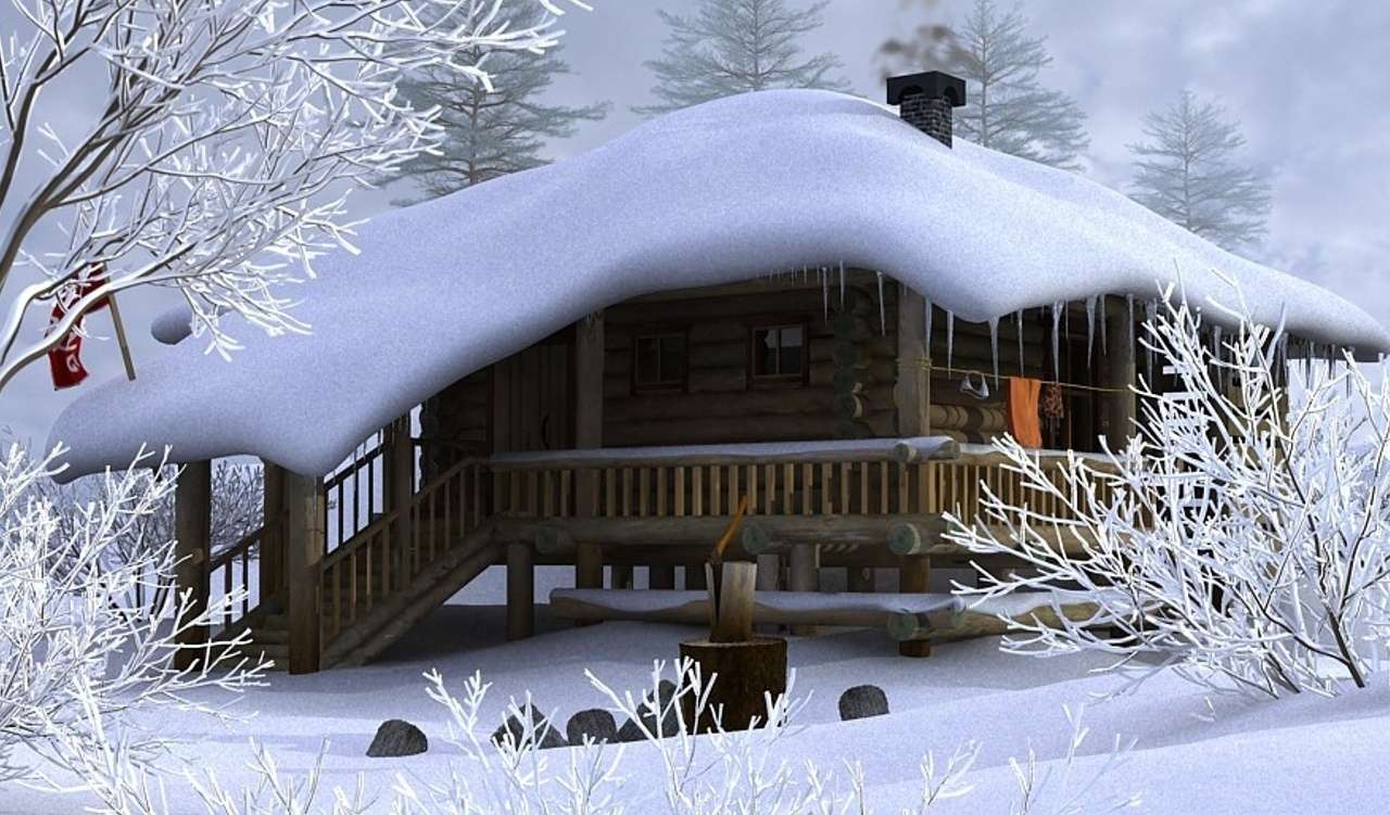 Ein schneebedeckter Pavillon Online-Puzzle