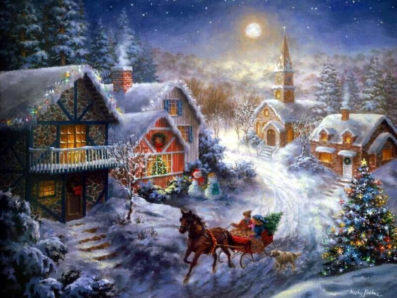 Czas zimowy - świąteczna scena puzzle online