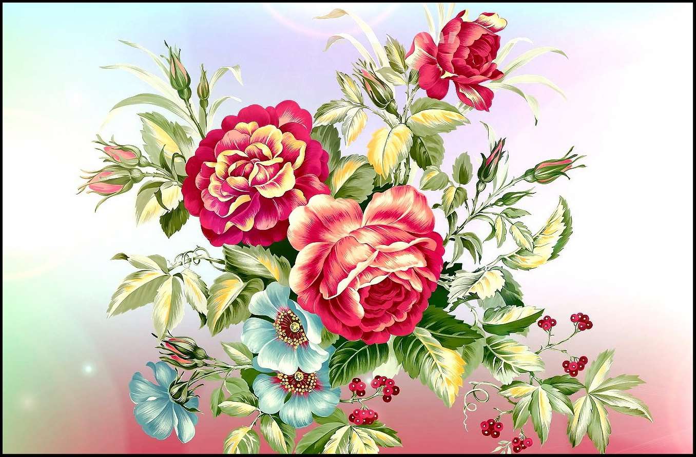 Malarstwo kwiatów puzzle online
