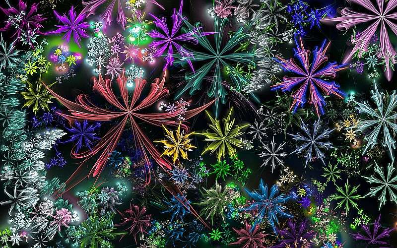 Fraktal kolorowe kwiaty puzzle online