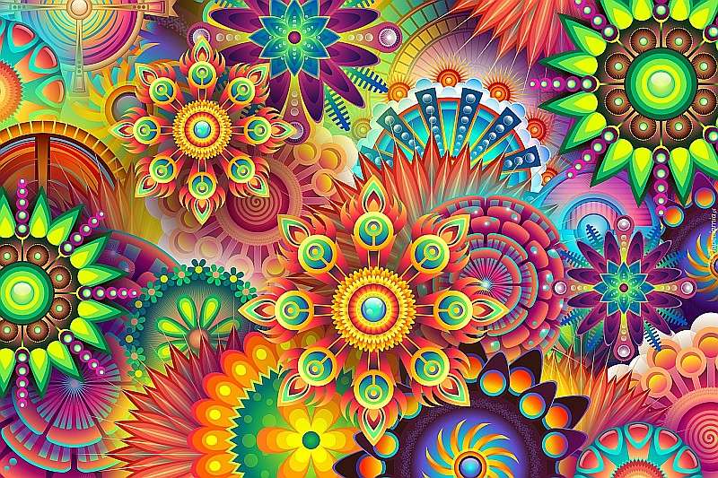 Kolorowa wzorzysta tapeta puzzle online