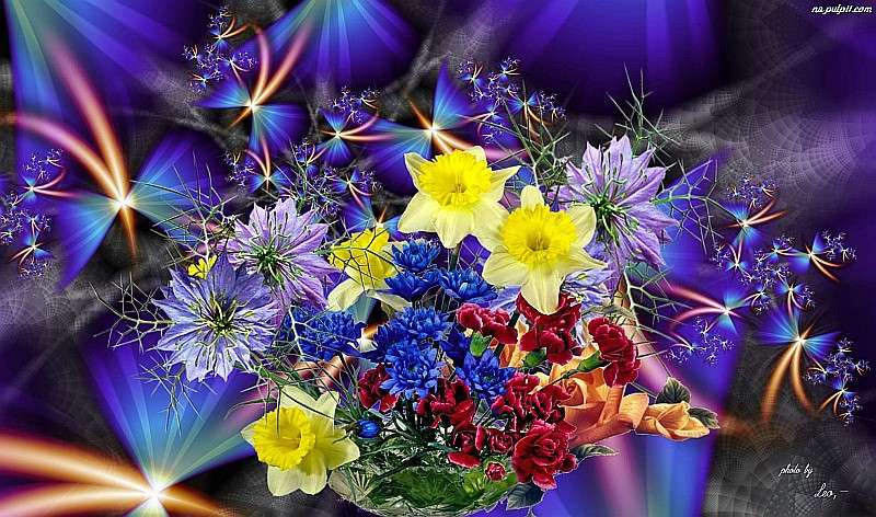 Bukiet kolorowych kwiatów puzzle online