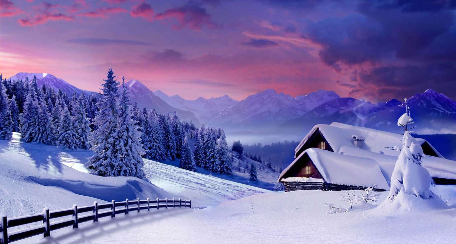 Zima w górach puzzle online