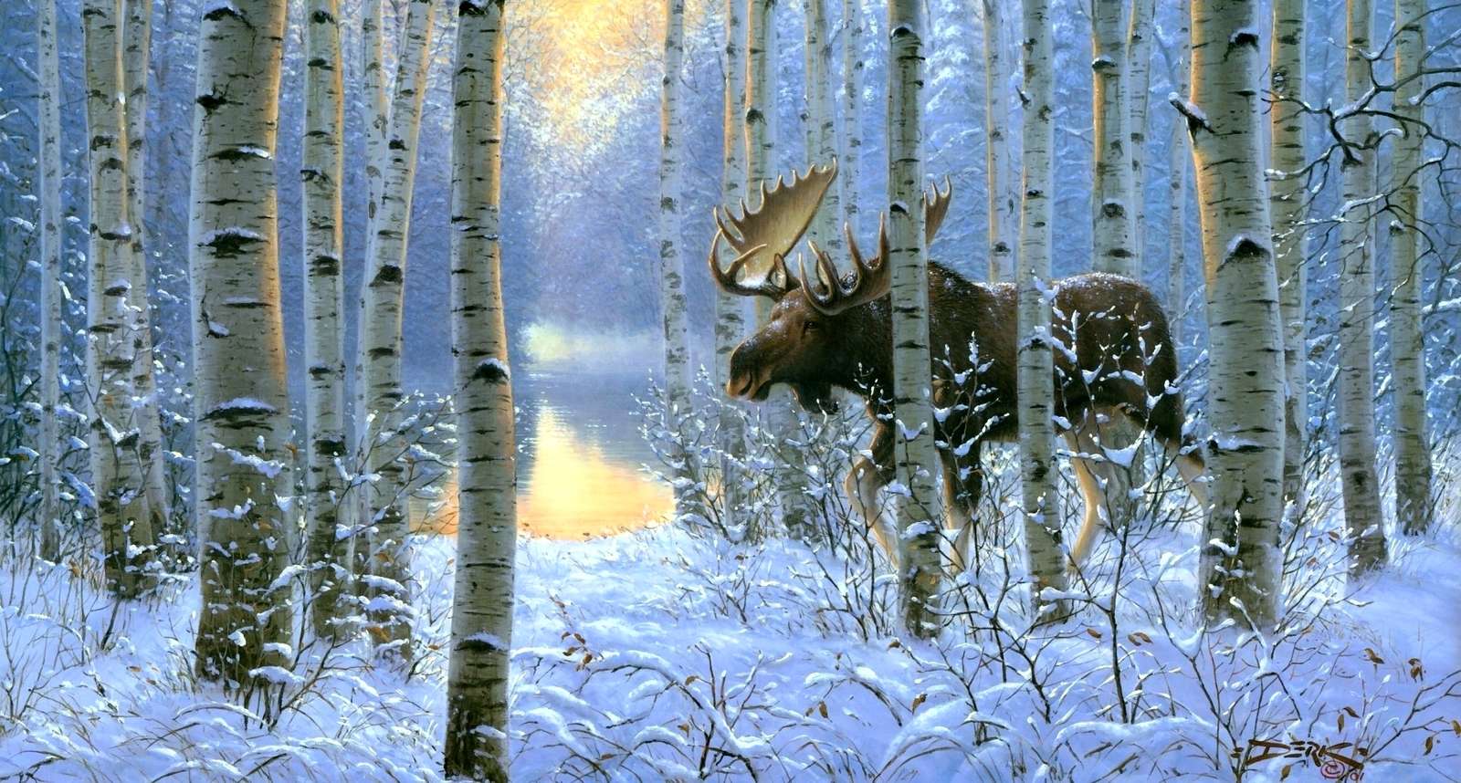 Zima w lesie puzzle online