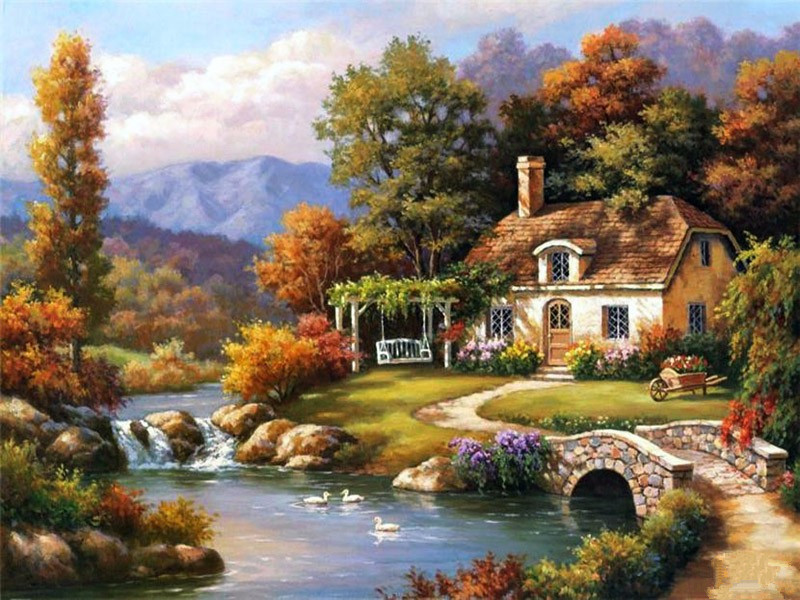 Dom w kolorach jesieni puzzle online