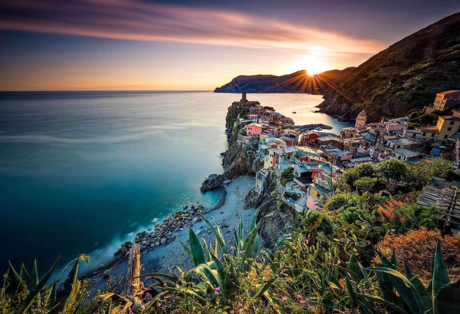 Liguria o zachodzie słońca puzzle online