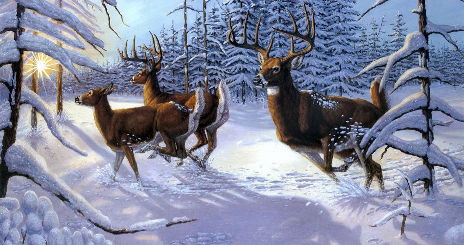 Zima i zwierzęta puzzle online
