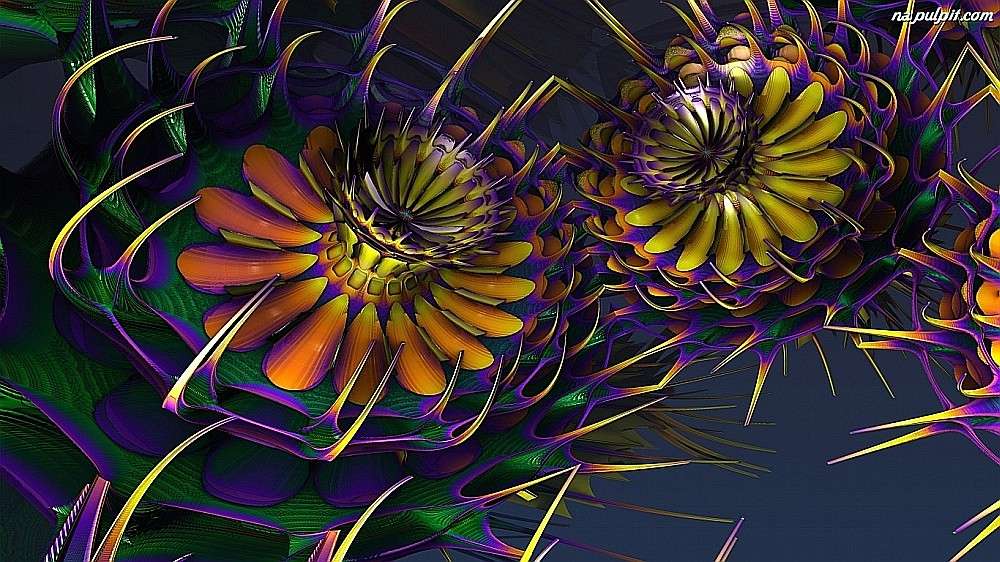 Abstrakcja kwiaty - drapieżcy puzzle online
