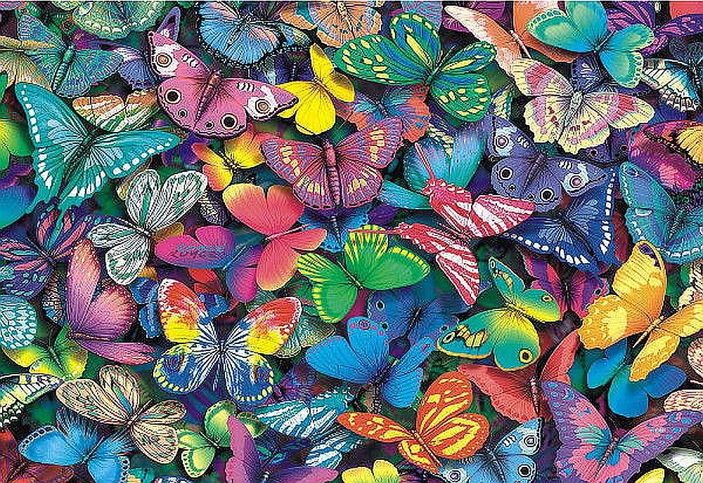 Układanka z kolorowych motyli puzzle