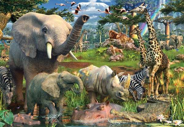 Afrykańskie zwierzęta puzzle online
