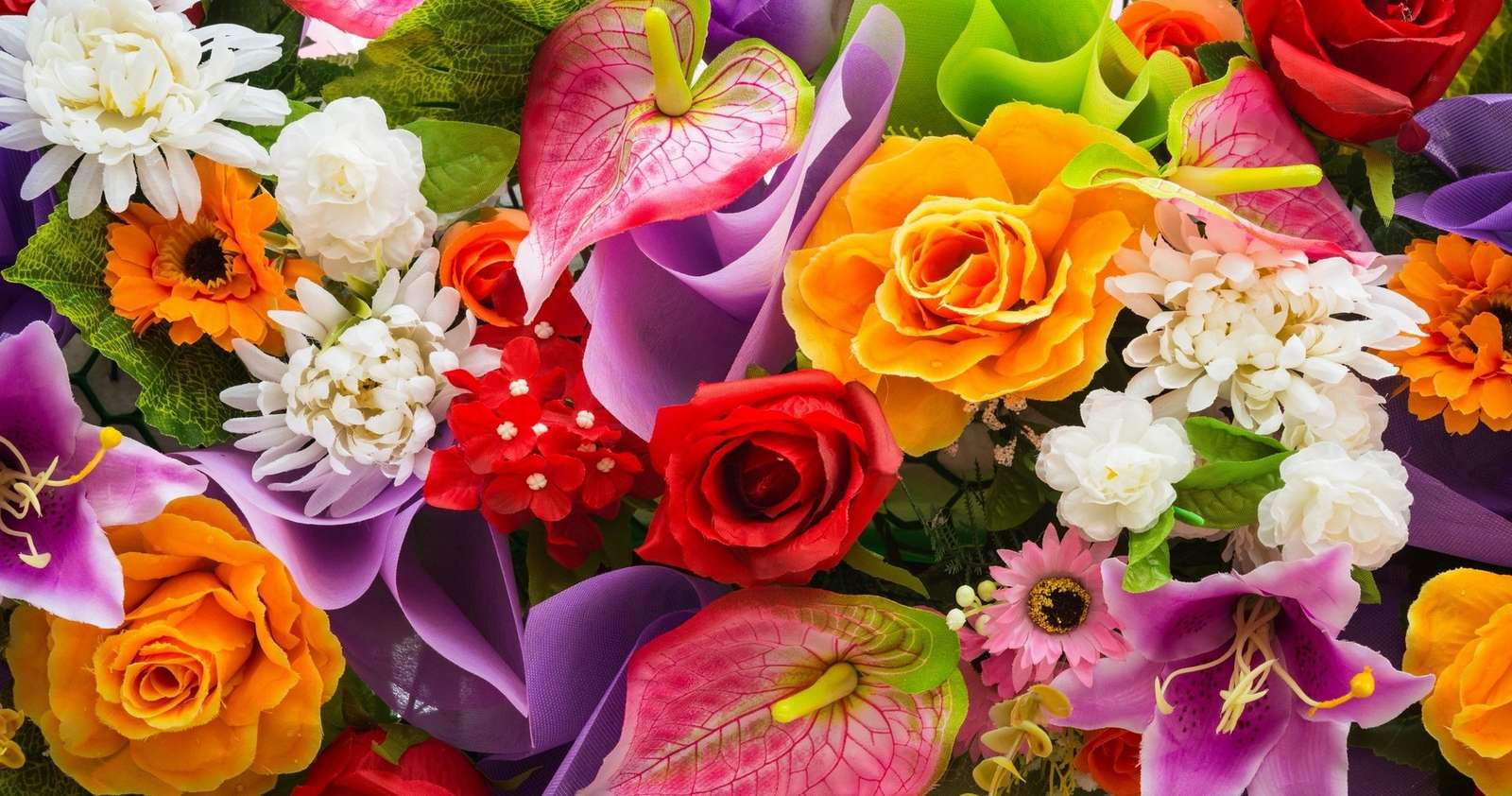 Skład Kolorowe kwiaty puzzle online