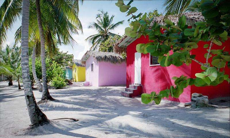 Bunte Häuser in Seychellen. Puzzle