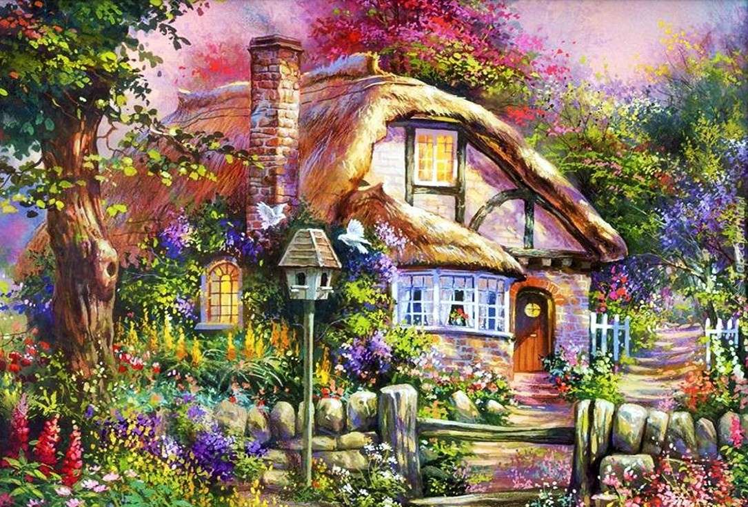 Dom w wiejskim ogrodzie. puzzle online