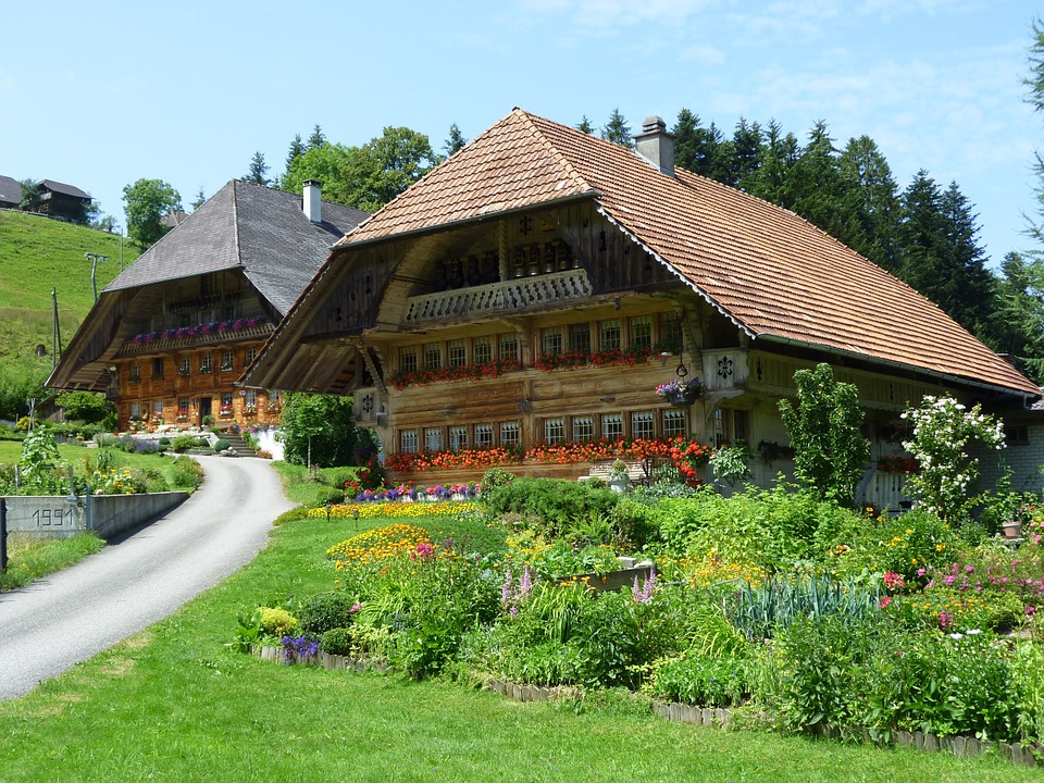 Domy w górach szwajcarskich. puzzle online