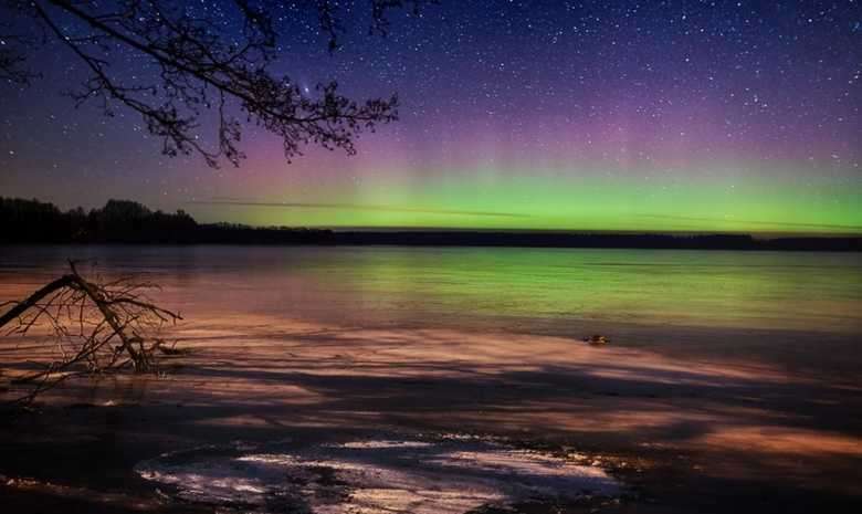 Aurora boreale in Polonia. puzzle