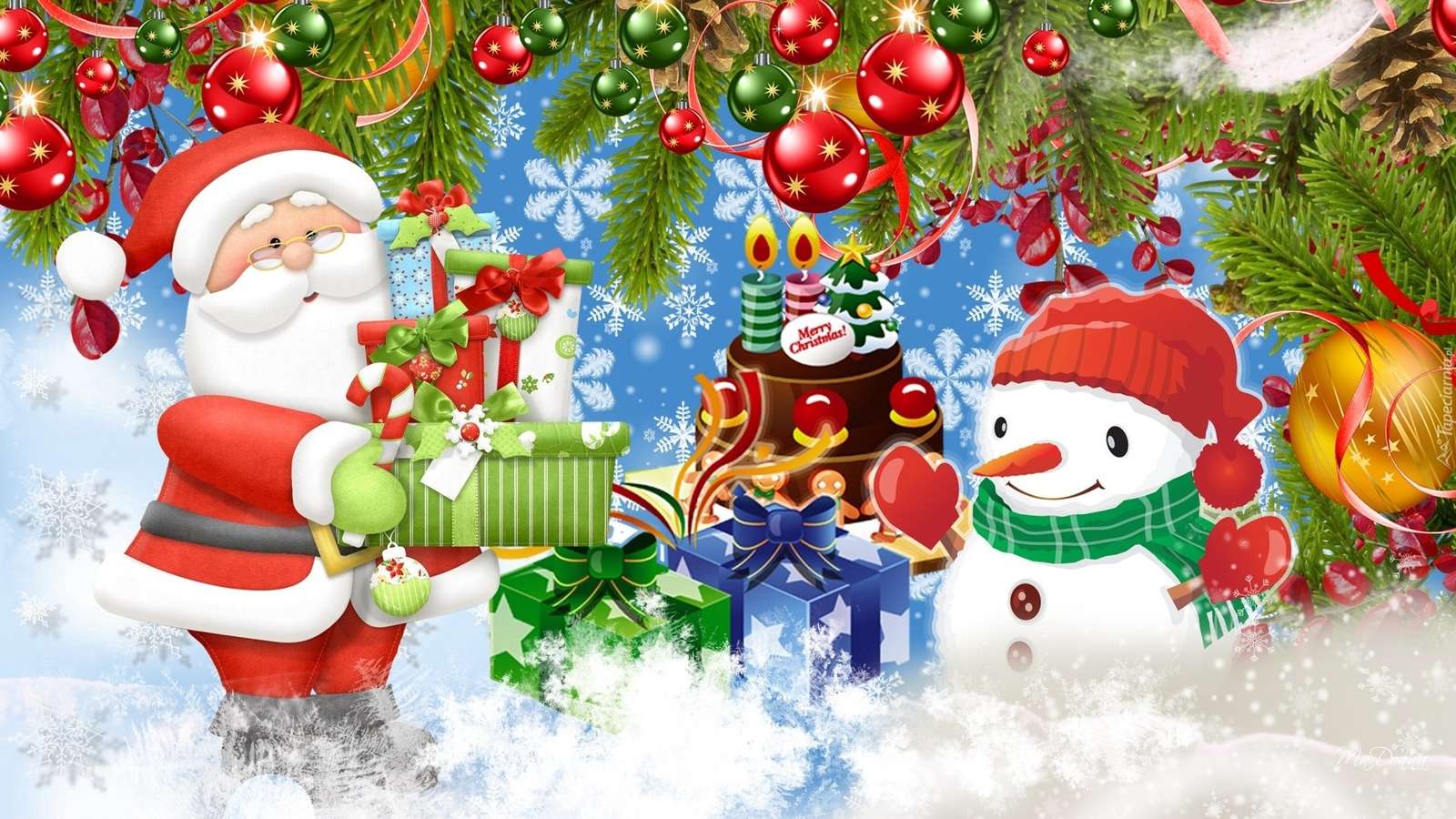 Mikołaj i bałwanek puzzle online
