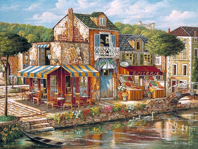 Kawiarenka nad rzeką. puzzle online