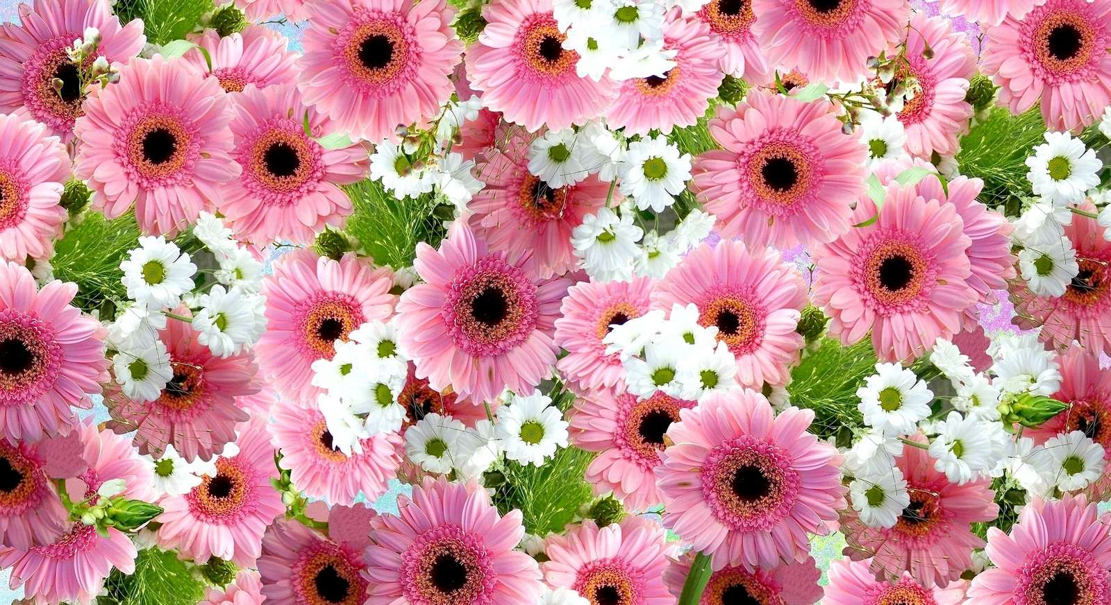 kolorowe kwiatki puzzle online