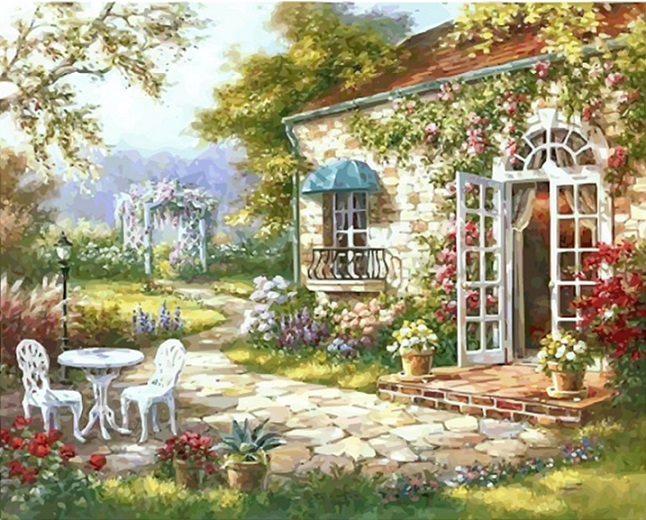 Domek z ogrodem. puzzle online