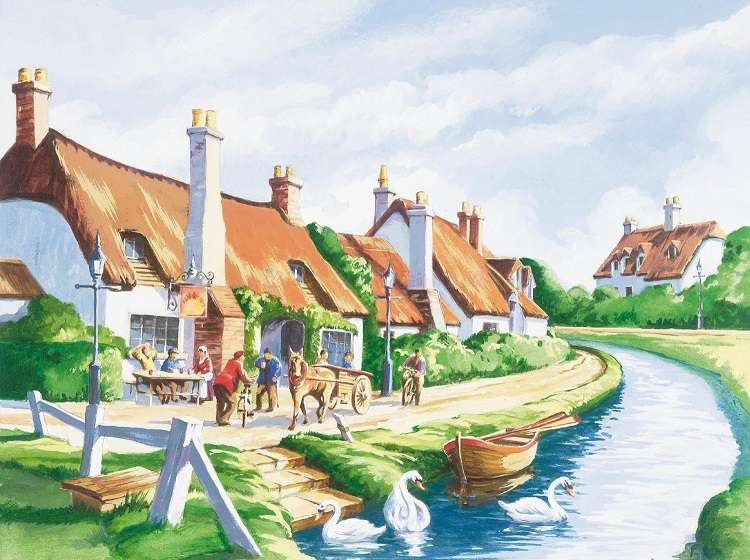 Wioska nad rzeką. puzzle online