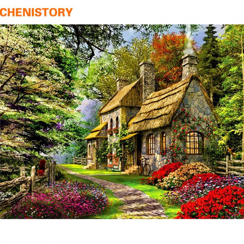 Kamienny dom w kwiatach puzzle online