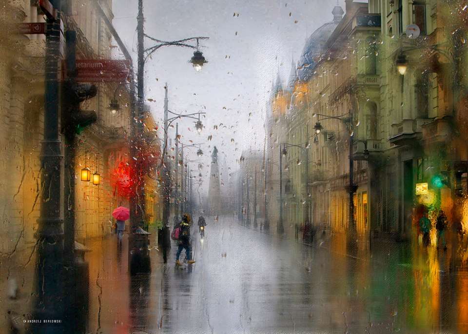 Stare Miasto w deszczu . puzzle online