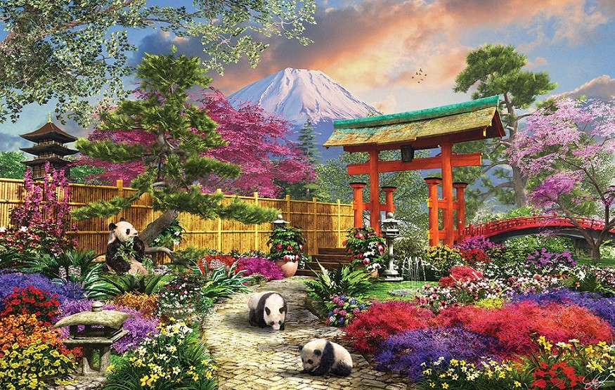 Pandy w chińskim ogrodzie puzzle