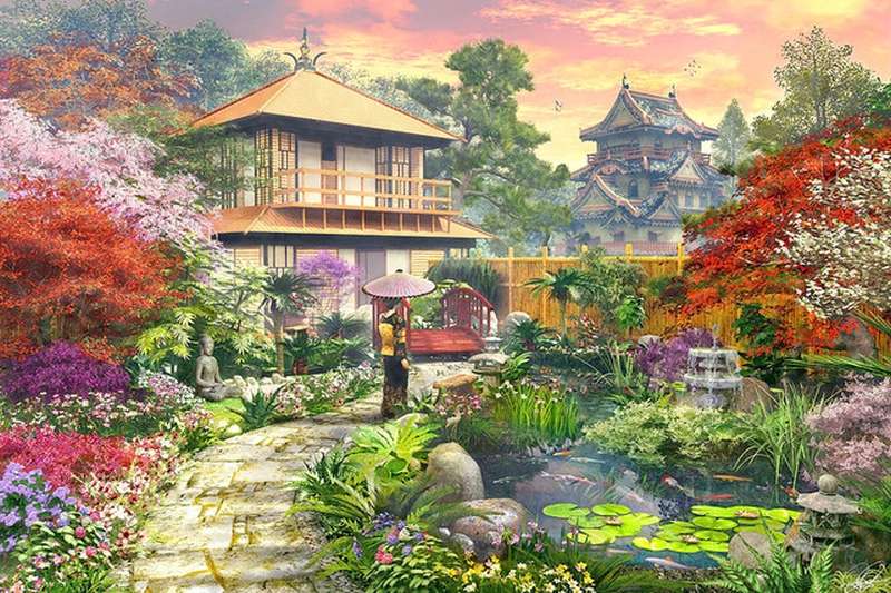 japoński ogród puzzle